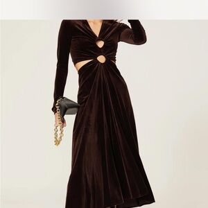 A.L.C. Dark Brown Velvet Long Sleeve Dress